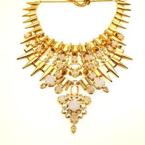 KENDRA SCOTT Seraphina Gold Plated MOP Agate Druzy Statement Necklace